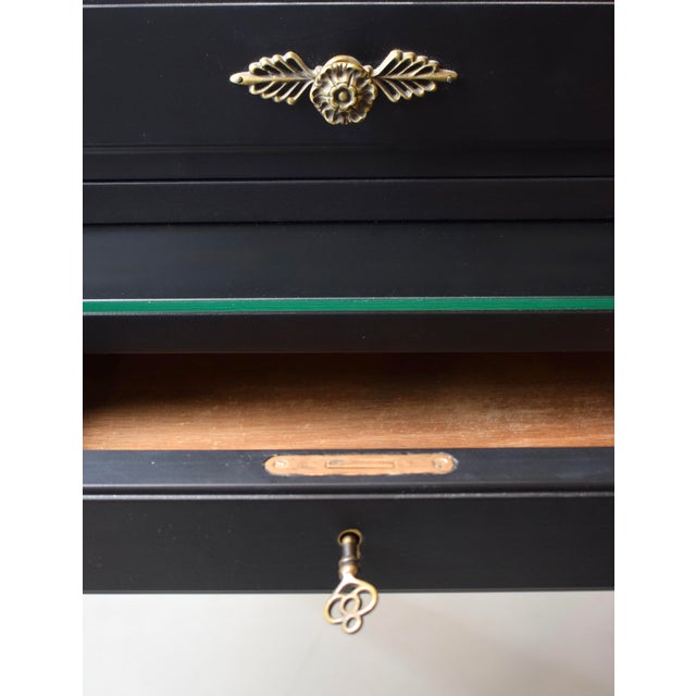 Louis XVI French Ebonized Bookcase Vitrine Cabinets, Baker Furniture, 1960's For Sale - Image 12 of 16