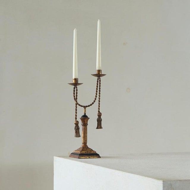 Trompe-l'œil Neoclassical Rope and Tassel Candle Holder 1970s. Stylish and elegant Trompe-l'œil rope and tassel candle...