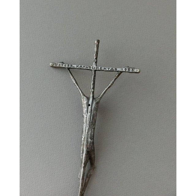 Black Austrian Catholic Bronze Jesus on the Cross Crucifix by E. Huber, 1983 For Sale - Image 8 of 12