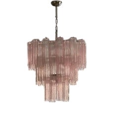 Murano Chandelier in Pink Glass For Sale