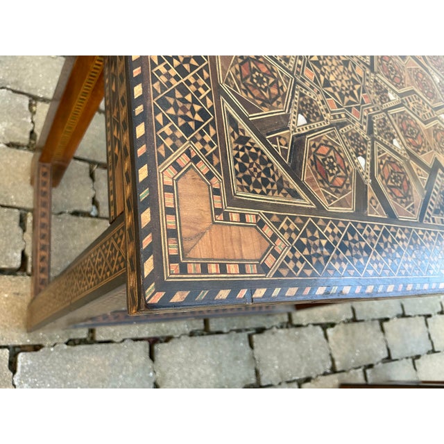 Brown Pair of Vintage Moorish Style Inlaid Nesting Tables For Sale - Image 8 of 12