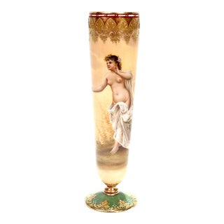 Antique Hand Painted Royal Vienna Gilt Porcelain Bud Vase Entitled 'Echo' For Sale