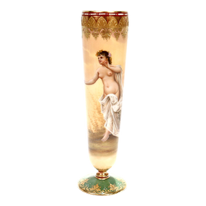 Antique Hand Painted Royal Vienna Gilt Porcelain Bud Vase Entitled 'Echo'