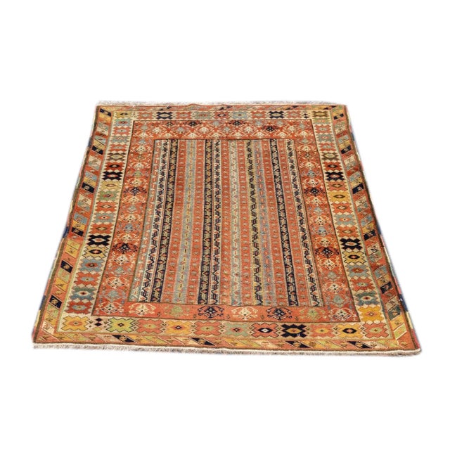 Turkish Late 18th Century Antique Turkish Milas Rug 3'9'' x 4'6'' For Sale - Image 3 of 12