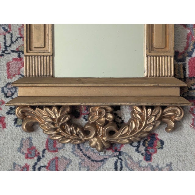 Gold Vintage Small Ornate Gold Wall Mirror For Sale - Image 8 of 9