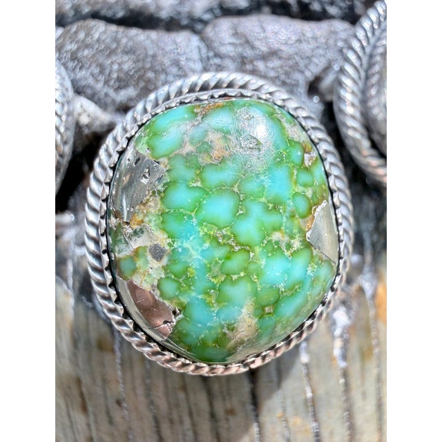 Turquoise Roie Jaque Navajo Sterling Silver Turquoise Megalodon Tooth Pendant Necklace For Sale - Image 8 of 18