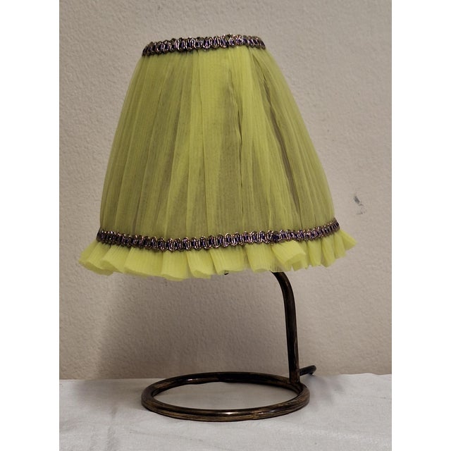 Mid-Century Minimalist German Table Lamp with Brass Base and Fabric Shade from Lamplove, 1950s For Sale - Image 6 of 10