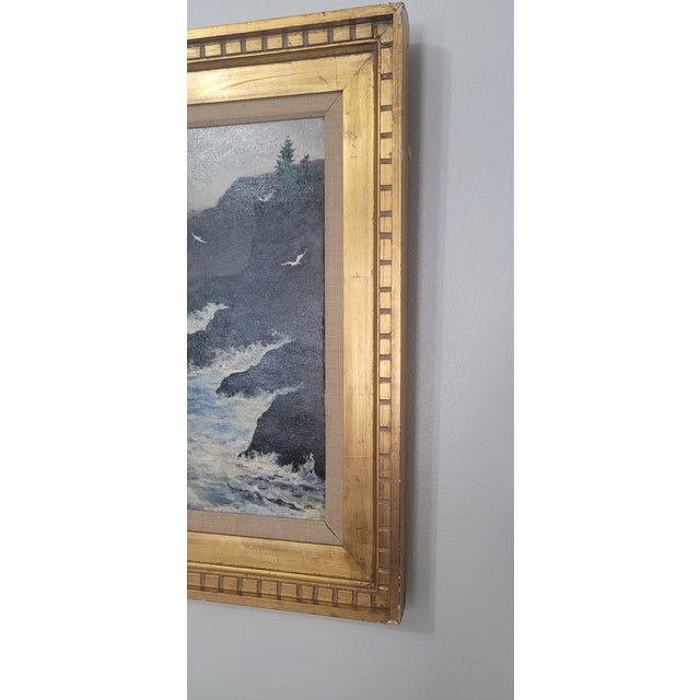 1970s Crashing Waves Oil on Canvas Painting Signed & Framed For Sale - Image 11 of 12