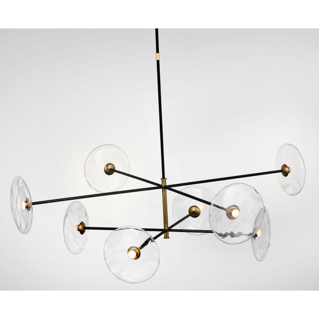 Ian K. Fowler for Visual Comfort Signature Calvino X-Large Radial Chandelier in Aged Iron & Hand-Rubbed Antique Brass with Clear Glass For Sale In Houston - Image 6 of 9