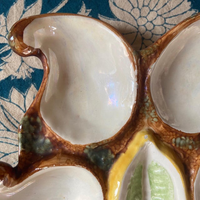 Vintage French Majolica Oyster Plates from Vallauris, 1950s, Set of 2 For Sale - Image 4 of 9