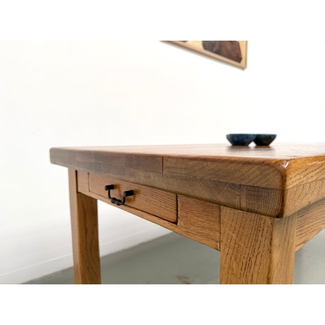 Oak Farmhouse Table with Square Legs and One Drawer, France, 1960s For Sale - Image 14 of 18