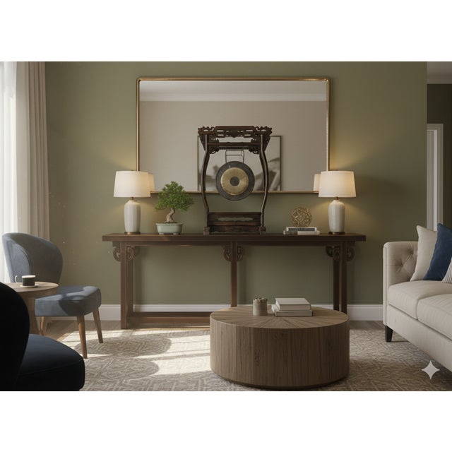 1980s Chinese Distressed Brown Dragon Head Wood Figure Gong Display Rack For Sale - Image 5 of 10