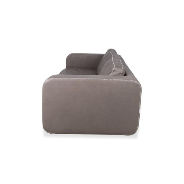 Four-Seater Leather Sofa in Grey Couch by Machalke Valentino For Sale - Image 10 of 11