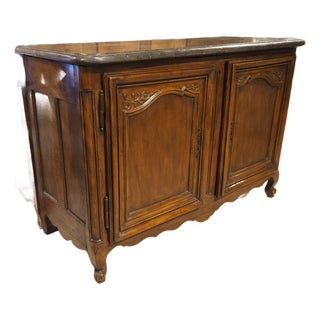 French Louis XV Lyonnais Walnut Buffet With Original St. Cyr Stone Top, C. 1760 For Sale