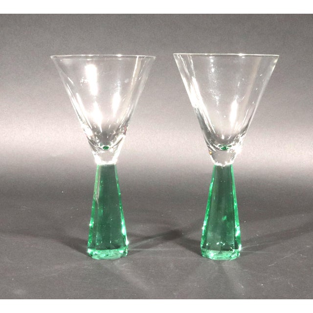 Vintage Post-Modern Green Glass Martini Glasses For Sale In Philadelphia - Image 6 of 6