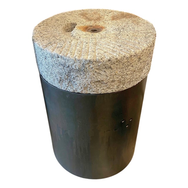 Late 19th Century Millstone Side Table With Bronze Base For Sale