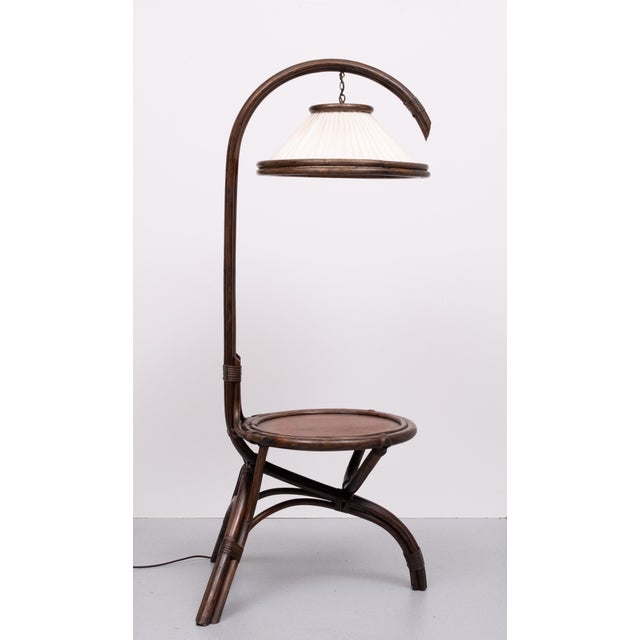 Vintage Rattan Floor Lamp with Table, 1970s For Sale - Image 12 of 12