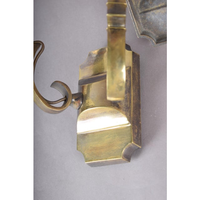 Scrolled Brass Wall Sconces with Crystal Bobeches attributed to Jules Leleu, 1950s, Set of 2 For Sale - Image 10 of 11