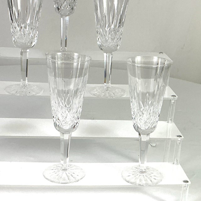 Waterford Crystal 1990s Waterford, Crystal of Ireland-Makers of Luxury Premium Crystal “Lismore” Champagne, Flutes - Set of 6 For Sale - Image 4 of 7