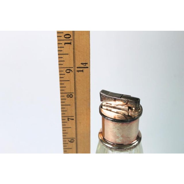 Metal Vintage Mid Century Silver Plate and Crystal Cigarette Lighter For Sale - Image 7 of 7