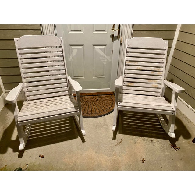 American 1980s White Wood Rocking Chairs - Set of 2 For Sale - Image 3 of 9