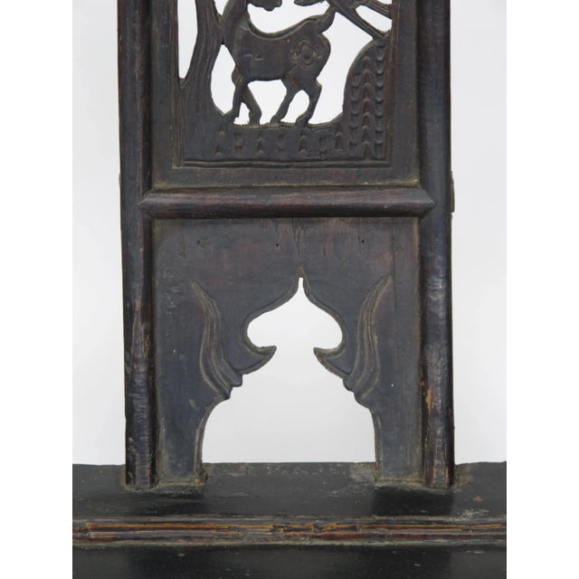 Black Antique Chinese Armchair With Carved Backs - a Pair For Sale - Image 8 of 9