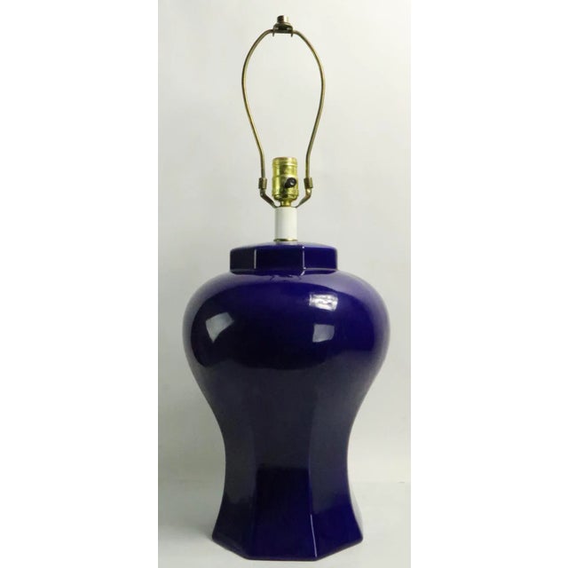 Blue Pr. Vintage Cobalt Ceramic Table Lamps For Sale - Image 8 of 10