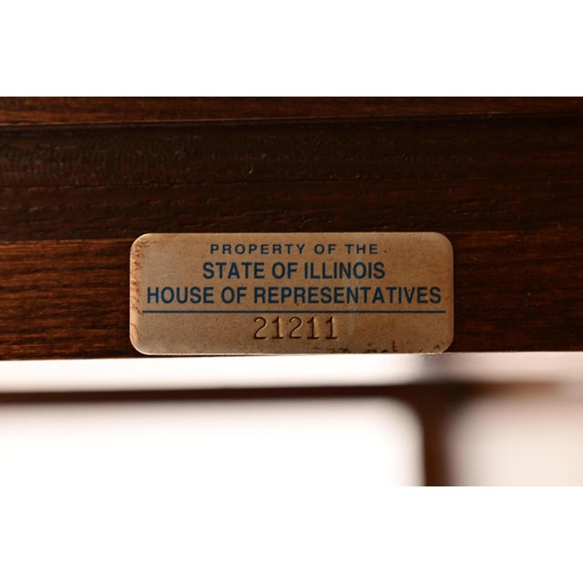 Frank Lloyd Wright Style Mid-Century Modern Oak X-Base Dining Table, Newly Refinished For Sale - Image 11 of 12