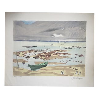 Yves Brayer, Boat in the Camargue, Original Signed Lithograph For Sale