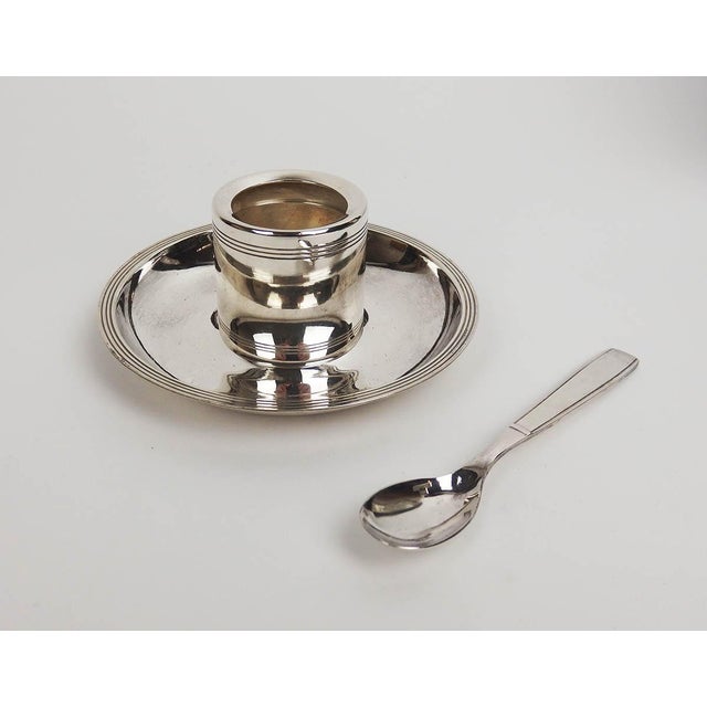 Art Deco Silver-Plated Metal Egg Cup with Spoon and Box from Christofle, 1930s, Set of 4 For Sale - Image 3 of 8