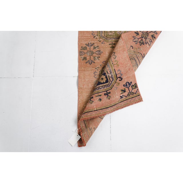 Faded Terracotta & Sage Vintage Rug For Sale - Image 9 of 10