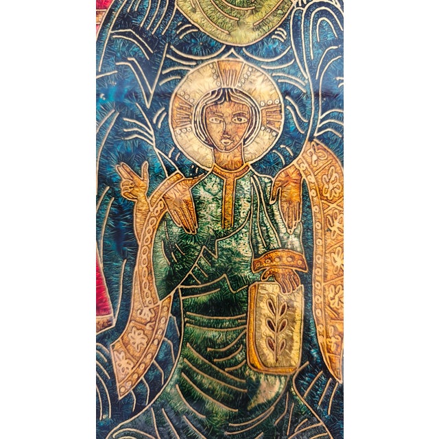 1970s Sacred Image Hammered Glass Panel in the style of Fontana Arte, Italy, 1970s For Sale - Image 5 of 12