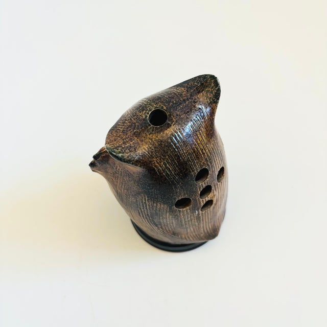 Mid 20th Century Mid Century Pottery Owl Votive Candle Holder For Sale - Image 5 of 9