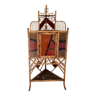 Antique Regency Style Chinoiserie Decorated Corner Cabinet Bookcase For Sale