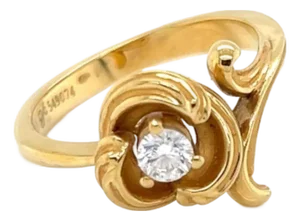 Mid 20th Century Carrera y Carrera Diamond 18k Yellow Gold Fancy Flower Ring Size 7