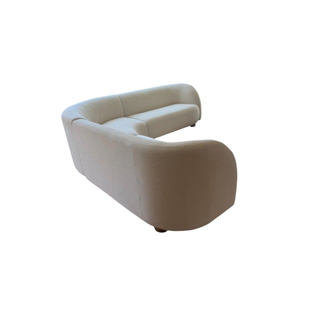 West Elm West Elm Laurent 3-Piece Sculptural L-Shaped Wedge Sectional in Ivory Performance Upholstery For Sale - Image 4 of 18