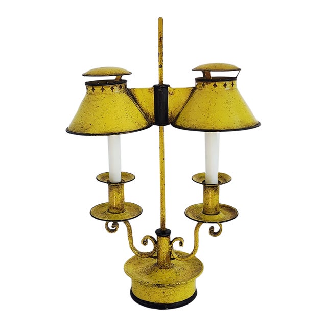 Vintage Decorative Crafts French Style Tole Painted Bouillote Lamp For Sale