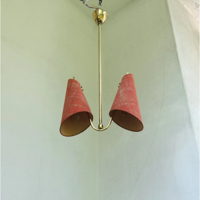 Mid-Century Modern Austrian Brass Ceiling Lamp, 1950s For Sale - Image 3 of 18