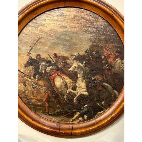 Circle of Antonio Calza, Battle Scene, Oil on Panel, Framed For Sale - Image 4 of 6