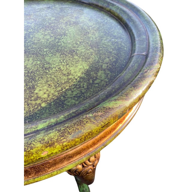 Vintage Green English Regency Rams Head Gilded Occasional Table, Circa 1990’s For Sale - Image 10 of 11