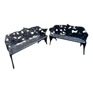 Antique Garden Iron Fern Benches - Set of 2