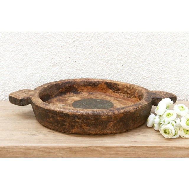 Vintage Rustic Kashmiri Wooden Bowl For Sale - Image 9 of 9