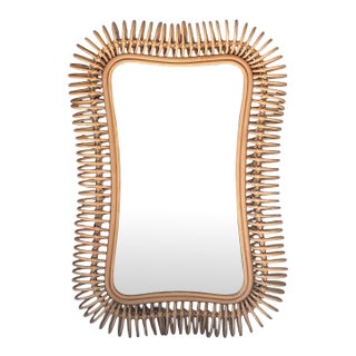 1960s French Inspired Beautiful Rattan Mirror For Sale