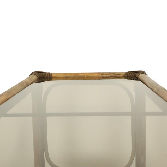 1960s Vintage Boho Shelf Bookcase Bamboo and Smoked Glass, 1960s For Sale - Image 5 of 18