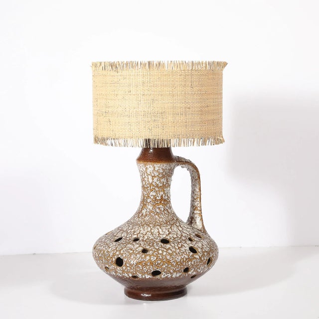 Mid-Century Organic Pitcher Form Ceramic Table Lamp With Illuminated Cutouts For Sale - Image 4 of 17