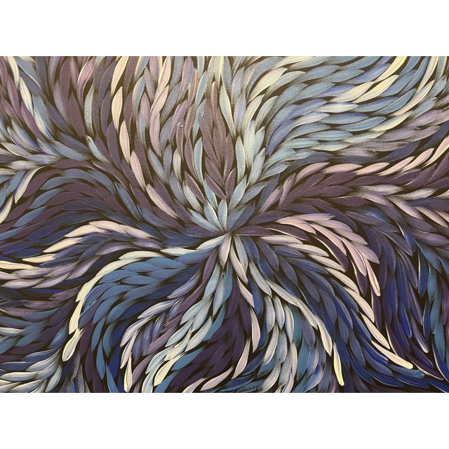 Jeannie (Pitjara) Petyarre (1956-2022), Aboriginal Australian Modern Large Abstract Floral On Canvas Stretched On Wood...