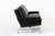 1980s Vintage Postmodern Black Leather & Brushed Steel Loveseat Sofa, 1980s For Sale - Image 5 of 11