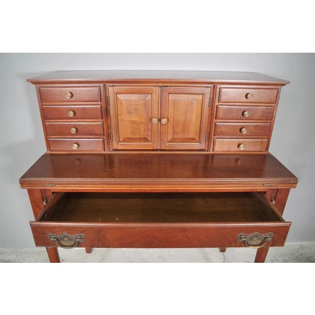 Brown Writing Desk in Beech, 1970s For Sale - Image 8 of 15