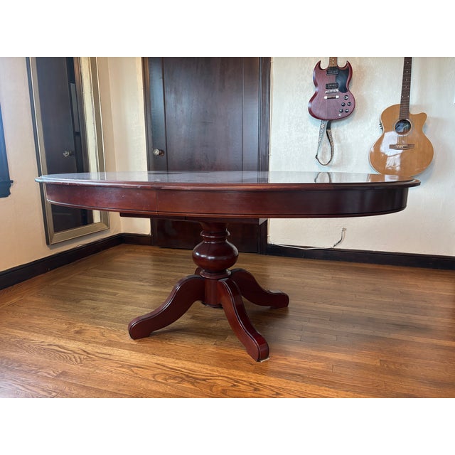 French Grange Made in France Expanding Cherrywood Oval Dining Table For Sale - Image 3 of 9