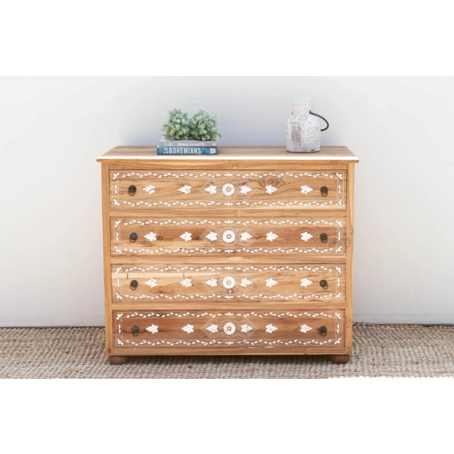 Tan Mother of Pearl Inlay Damascus Chest of Drawers For Sale - Image 8 of 8